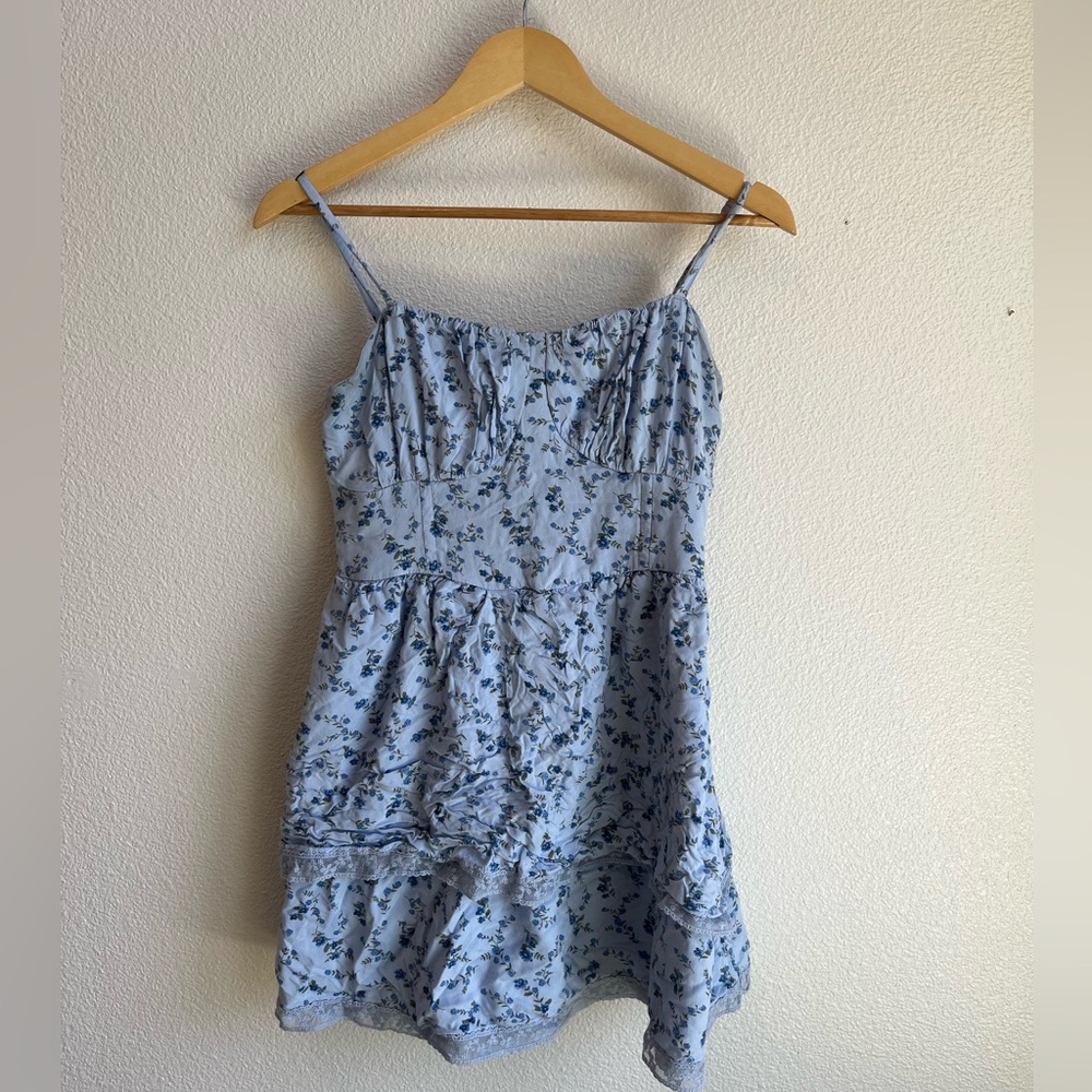 Hollister Blue Floral Mini Dress Medium